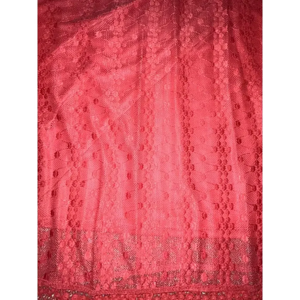 Maggy London Pink Lace Eyelet Keyhole Back Sleeveless Asymmetrical Dress Size 14